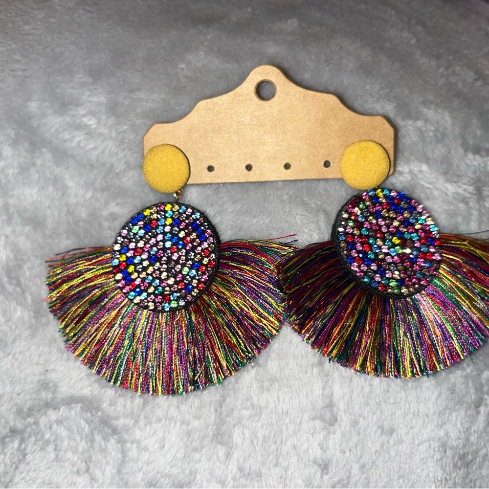 Colorful Beaded Fringe Earrings